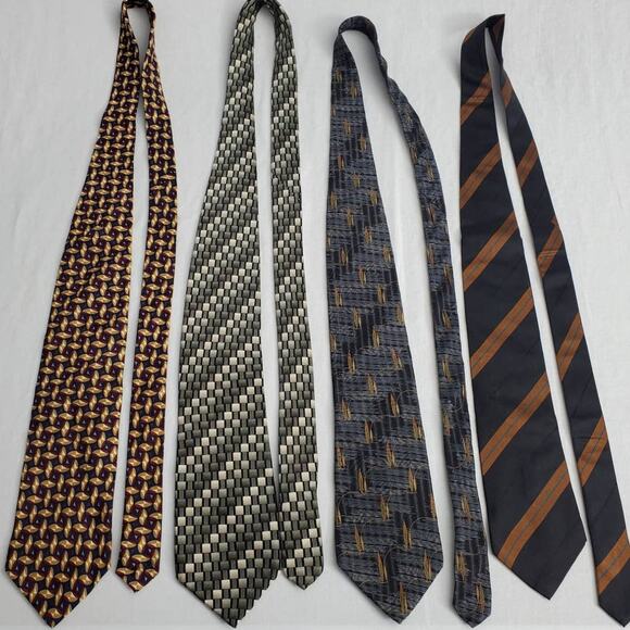 Mens Ties Lot Of 4 Bill Blass Ted Lapidus Croft & Barrow Structure Silk Formal - Picture 1 of 11